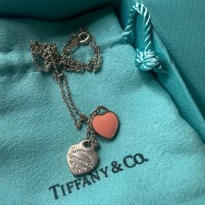tiffany & co pink and silver mini pendant necklace